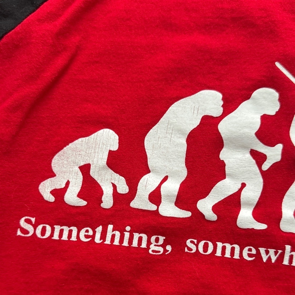 Red Black Kids Raglan Shirt with Logo Something Somewhere Went Horribly Wrong - Picture 5 of 7